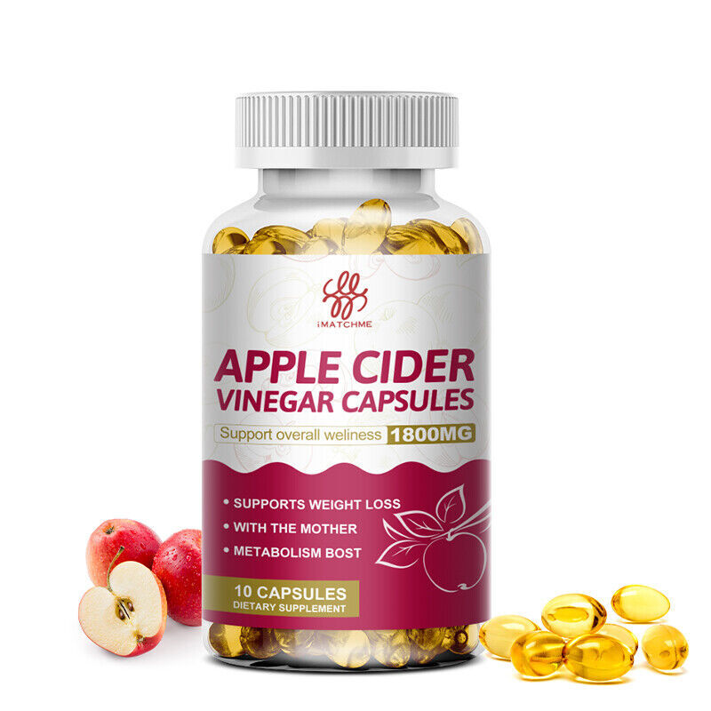 Apple Cider Vinegar Capsules With The Mother 1800mg Fast Weight Loss Detox Pills