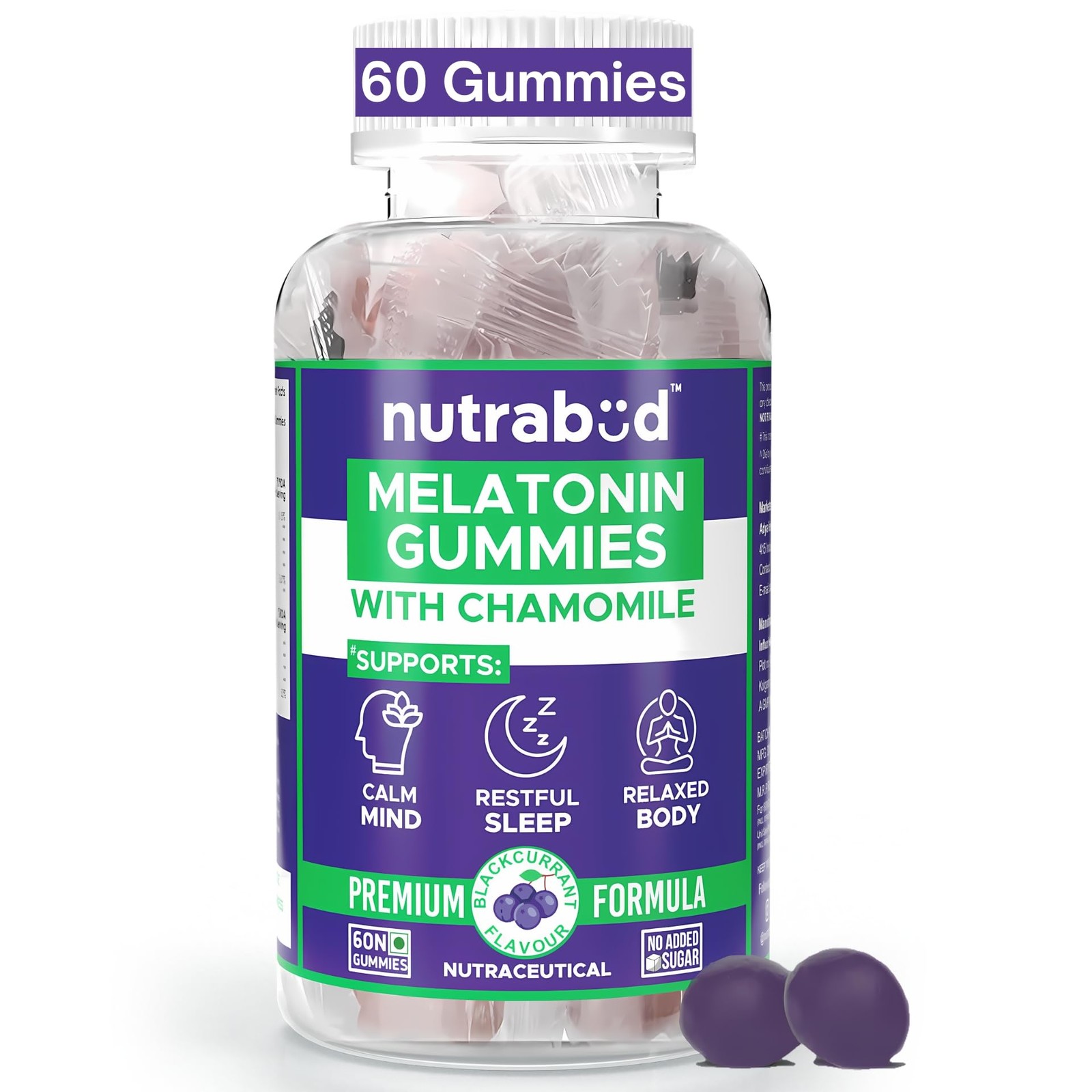 Nutrabud Melatonin 3mg Sleep Gummies | Sugar Free | 60