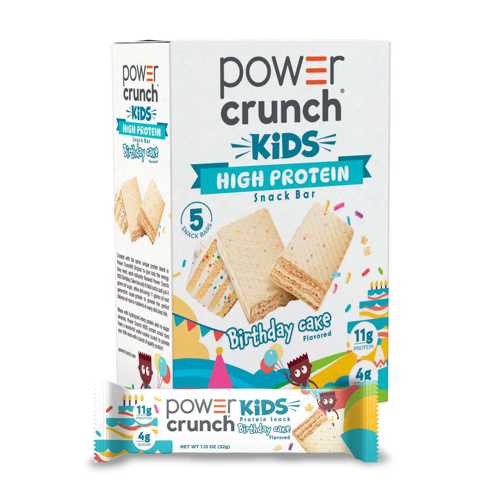 Power crunch Kids High protein Snack Bars birthday cake 1.13 oz 5 Count……