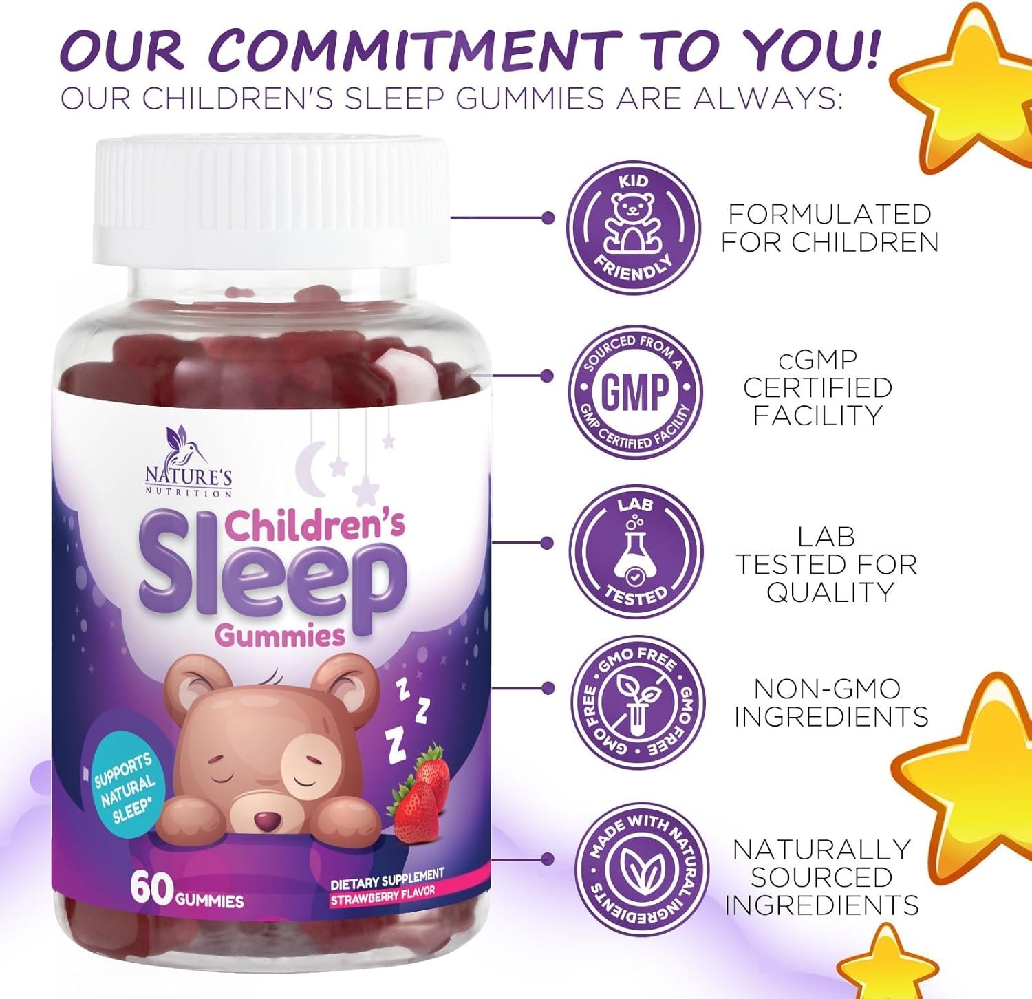 Children’s Sleep Support Gummies – 2mg Melatonin – Natural & Safe for All Ages