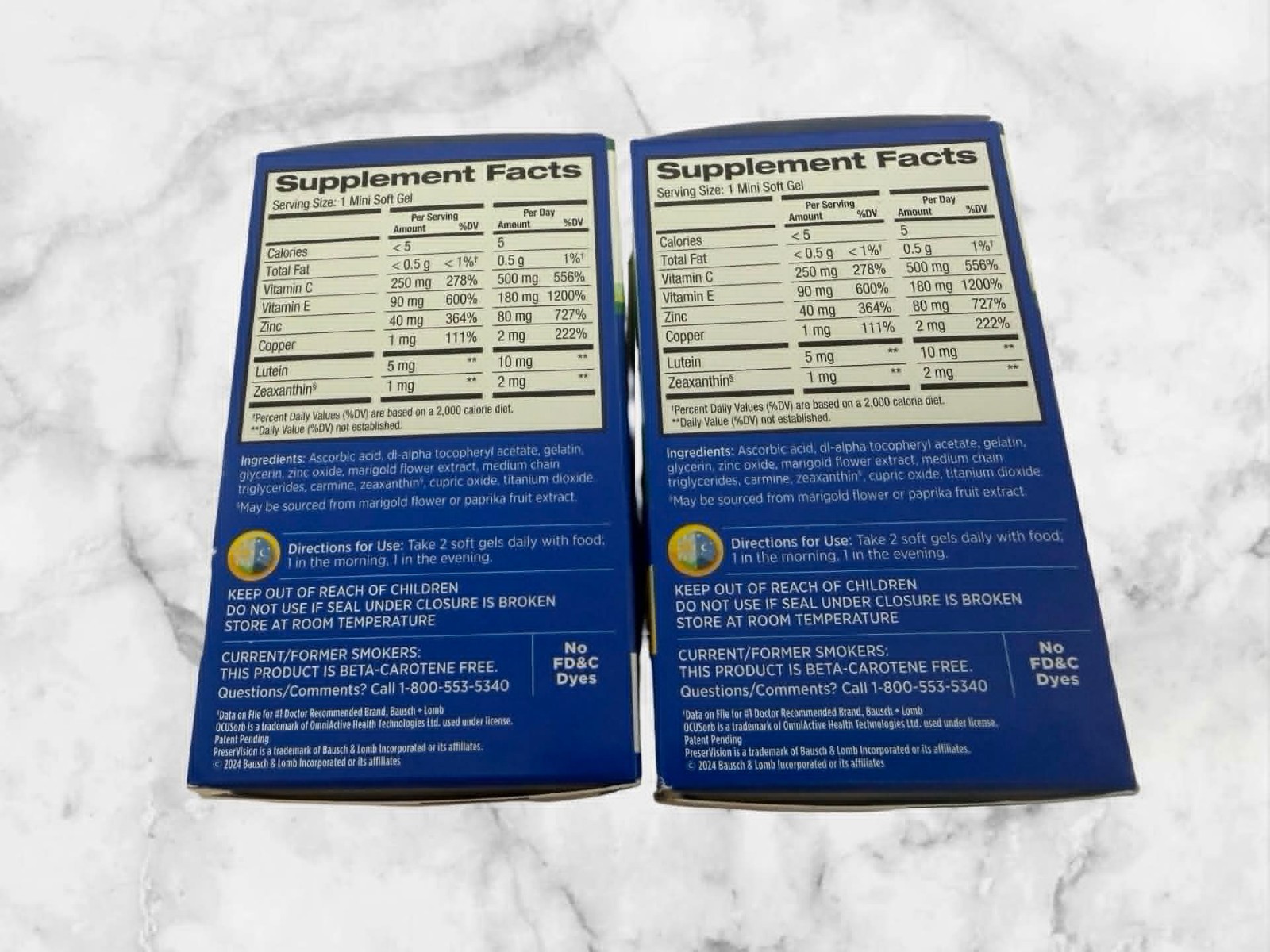 FOR 2 Bausch + Lomb PreserVision AREDS 2 Eye Vitamins 120 Mini Softgels Each NEW