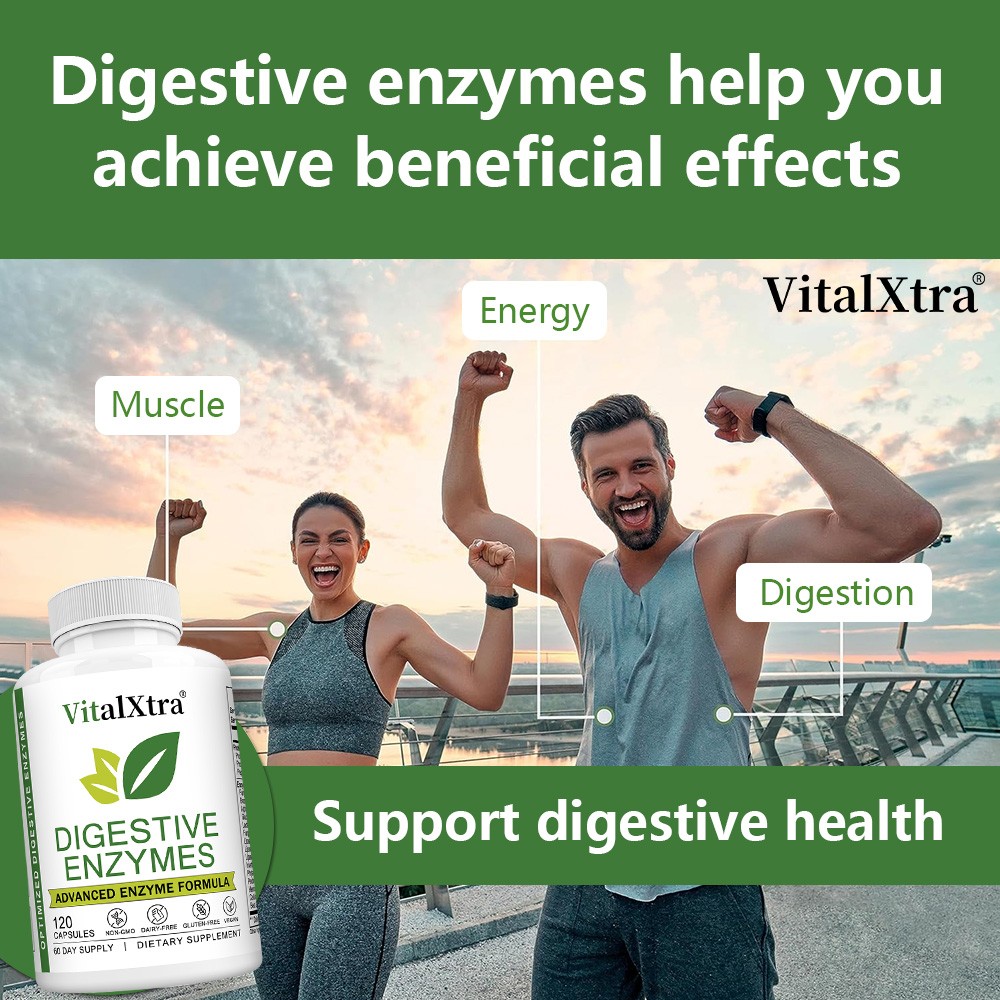 Digestive Enzymes Indigestion Support Constipation Vegan 120 Capsules