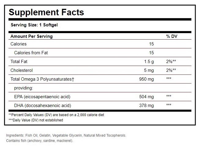 Solgar Triple Strength Omega-3 950 mg 100 Softgels Made In USA, FREE US SHIPPING