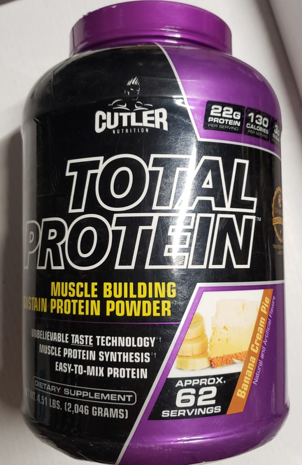 Cutler Nutrition Total Protein – Banana Cream Pie – 4.51 lbs – 62 Servs – 7/2026