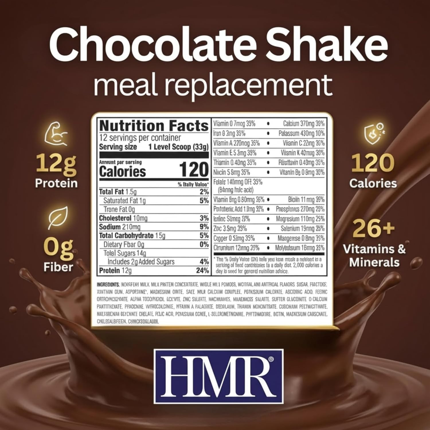 HMR 120 Chocolate Shake Mix Meal Replacement Powder | Weight Loss Protein Drink