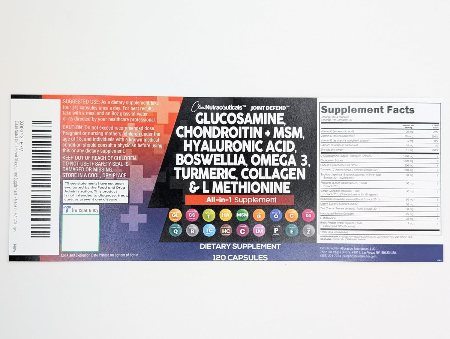 Clean Nutraceuticals Glucosamine Chondroitin MSM Turmeric Hyaluronic Acid…