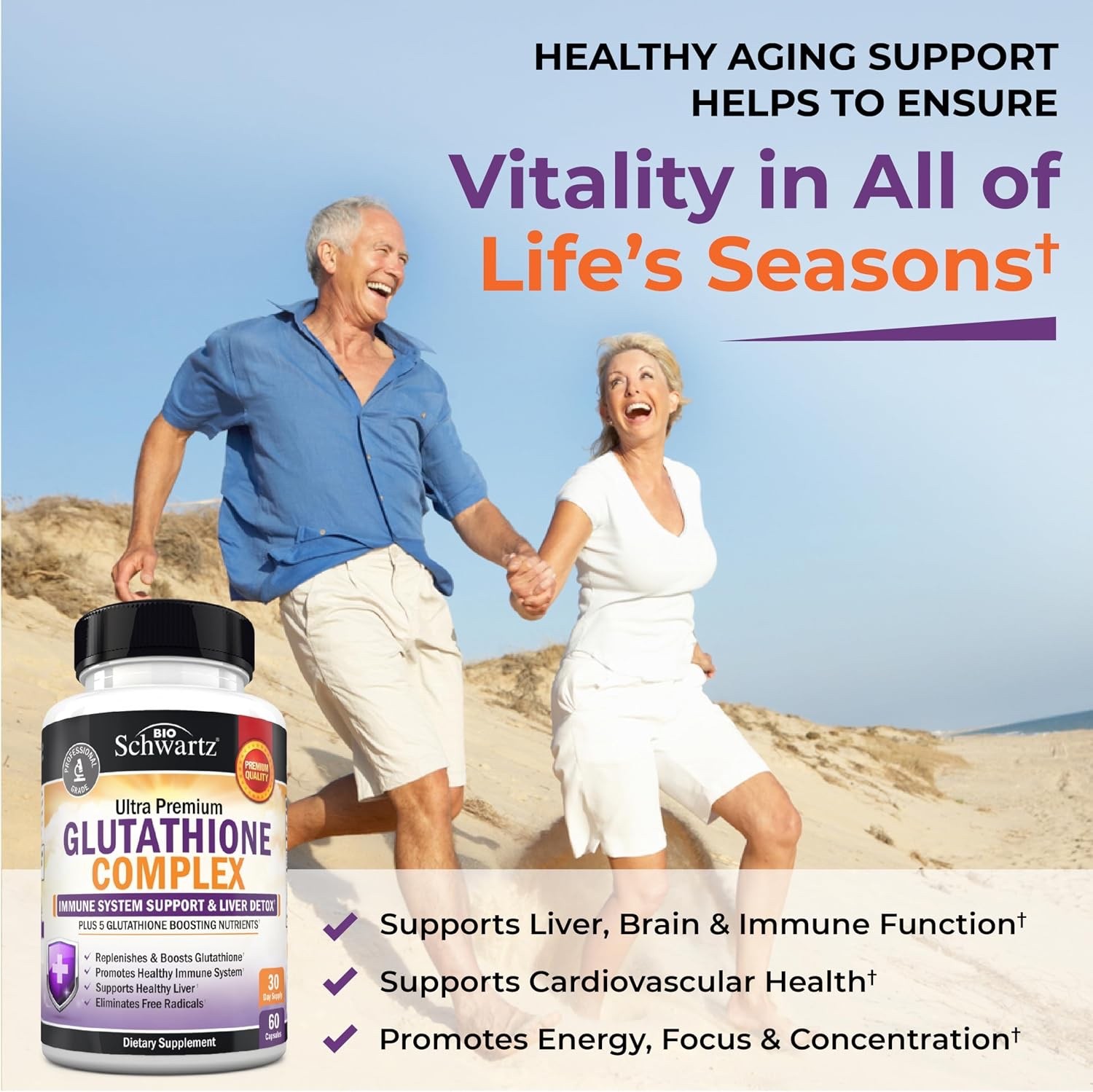 BioSchwartz Glutathione Supplement 500mg | 60cap | Liver Detox with Quercetin