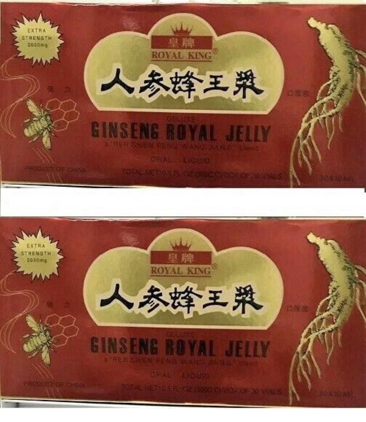 GINSENG ROYAL JELLY 30 Bottle of 10 ml Red Ginseng ROYAL KING Liquid 2Pk- 60Pcs