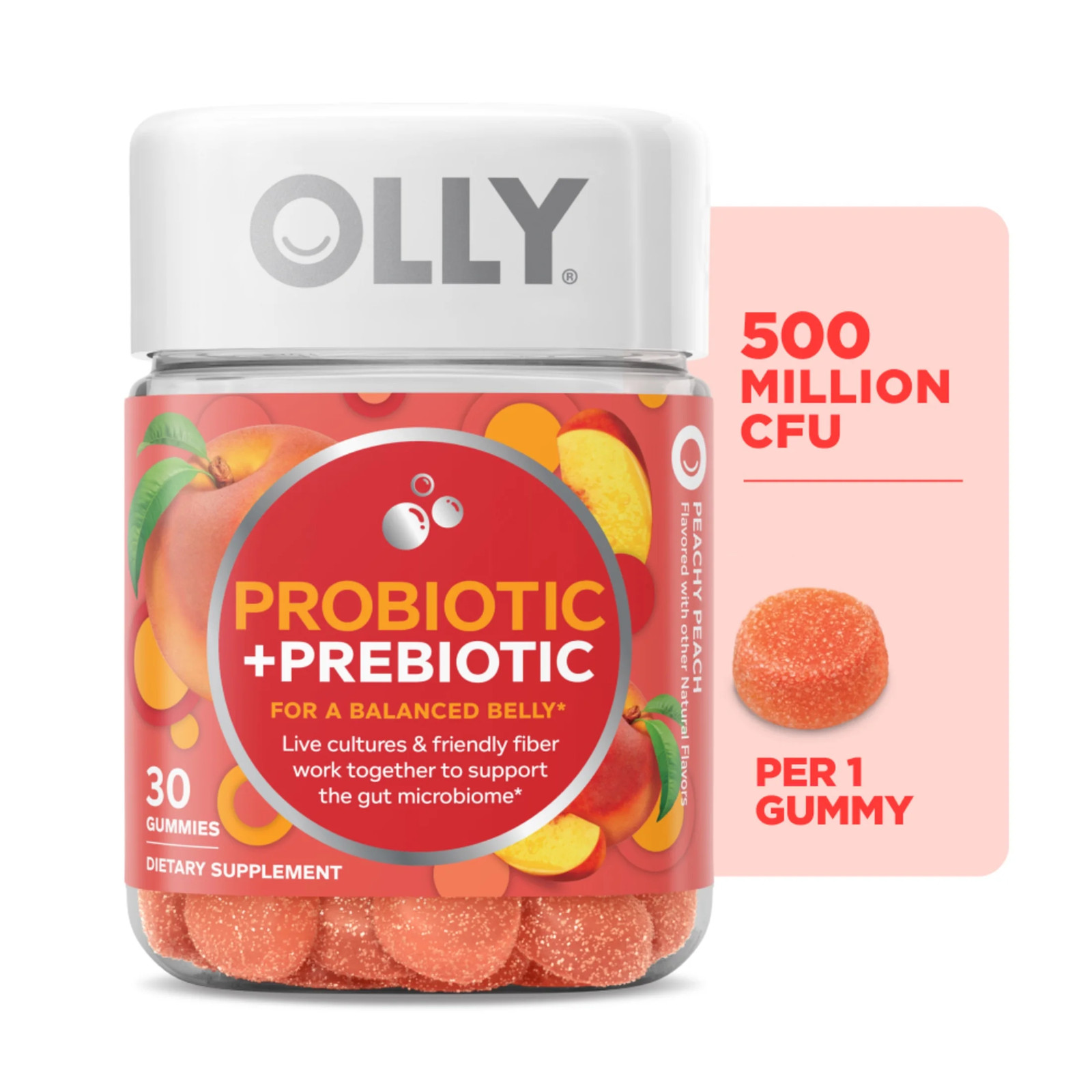 Probiotic + Prebiotic Fiber Gummy, Digestive + Gut Health Supplement for Adults,