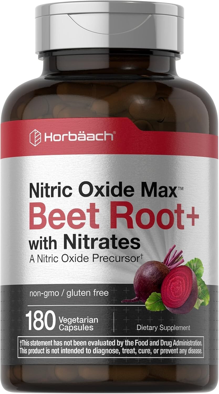 Nitric Oxide Beet Root Capsules | Including Nitrates | 180 Count | by Horbaach