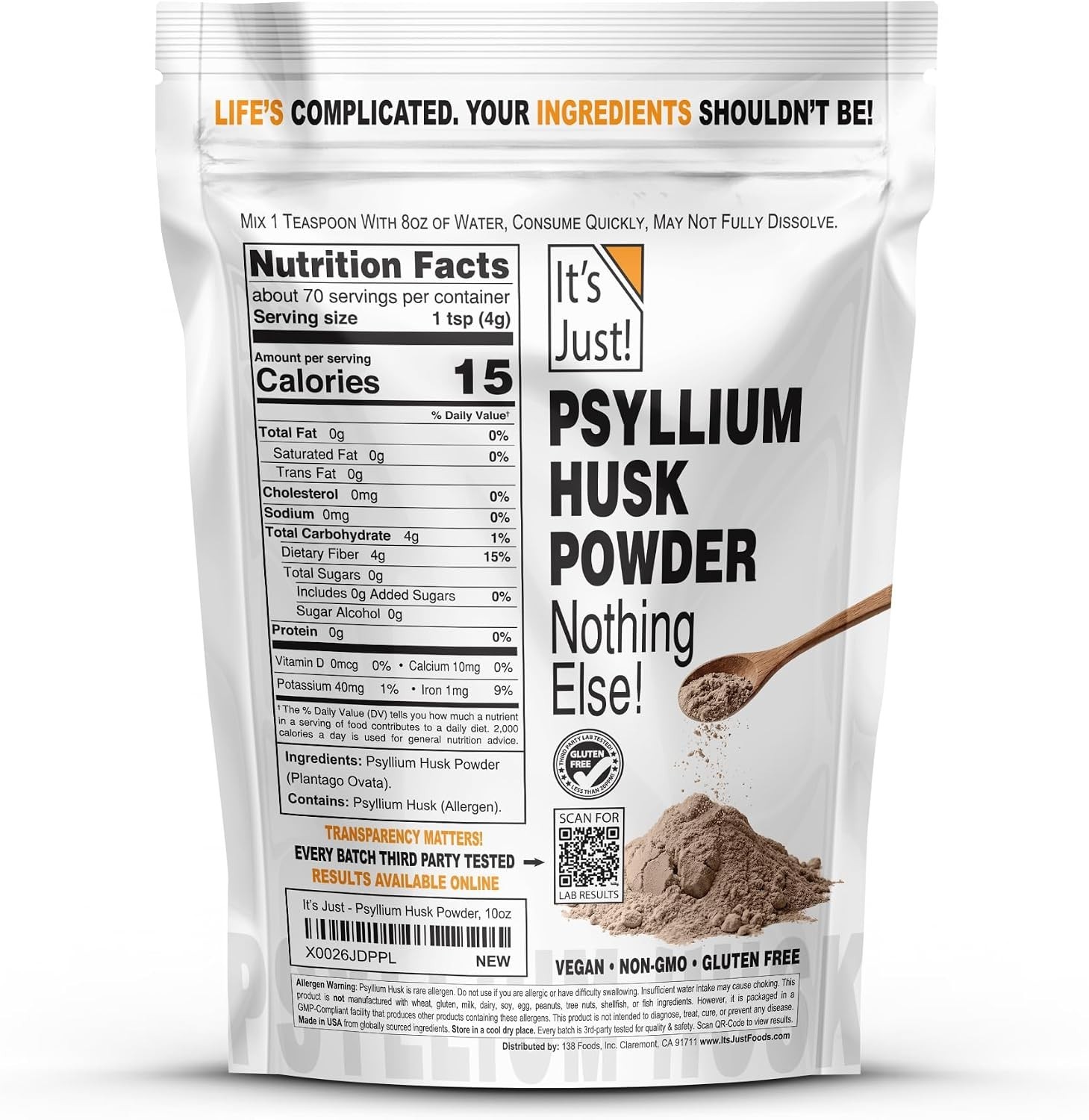 Finely Ground Psyllium Husk Powder 10oz – Ideal for Keto & Digestive Support