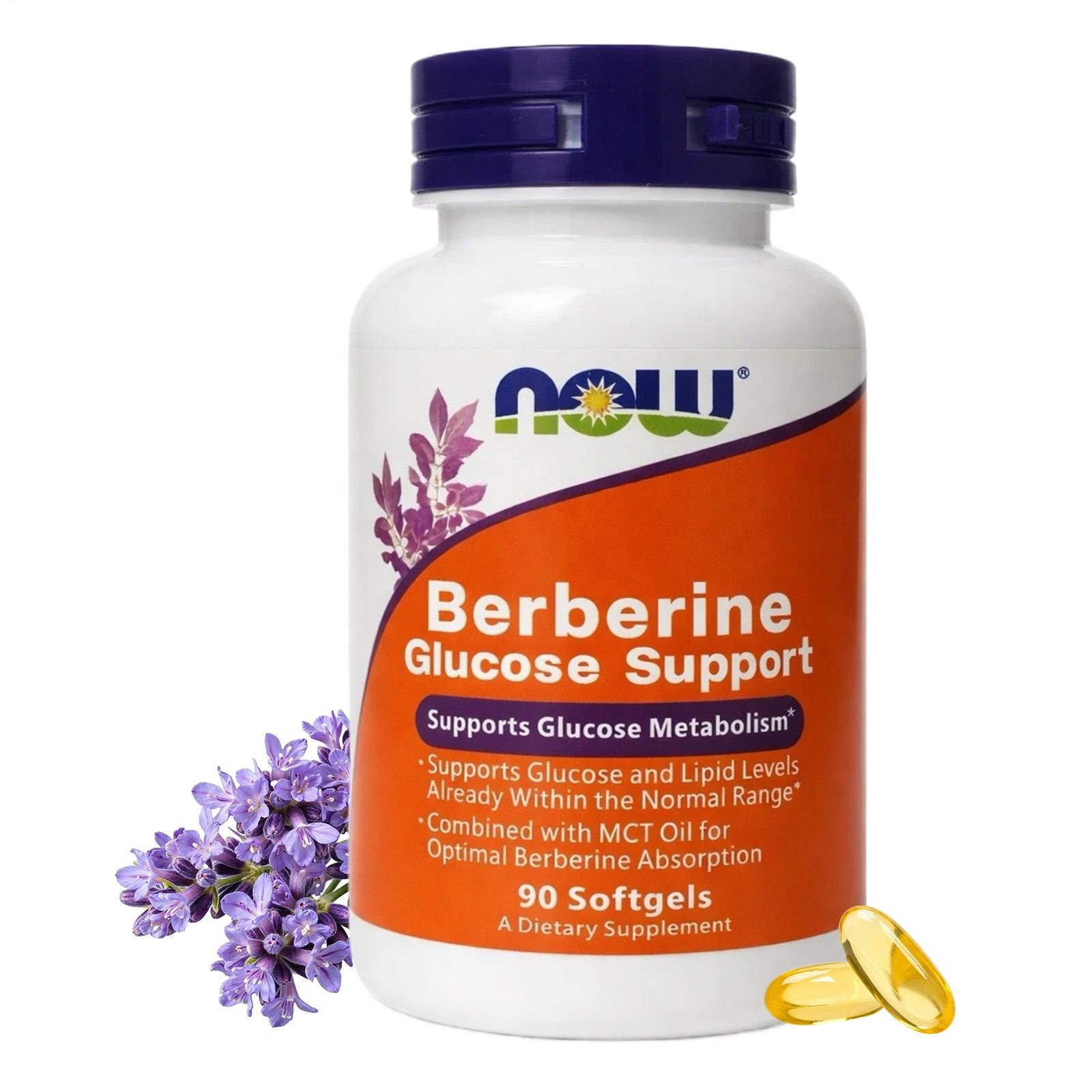 Berberine 400mg Glucose Metabolism Support 90gels Now Foods MCT/Capric Acid