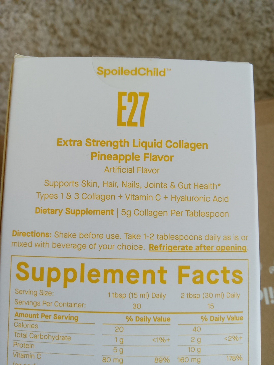 Spoiled child E27 Liquid Collagen Pineapple Flavor 15.2 oz Sealed – NEW