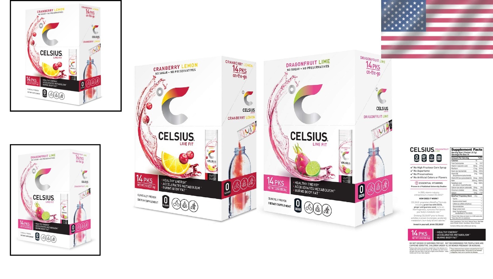 Energy Drink Mix Packets, Dragonfruit Lime & Cranberry Lemon