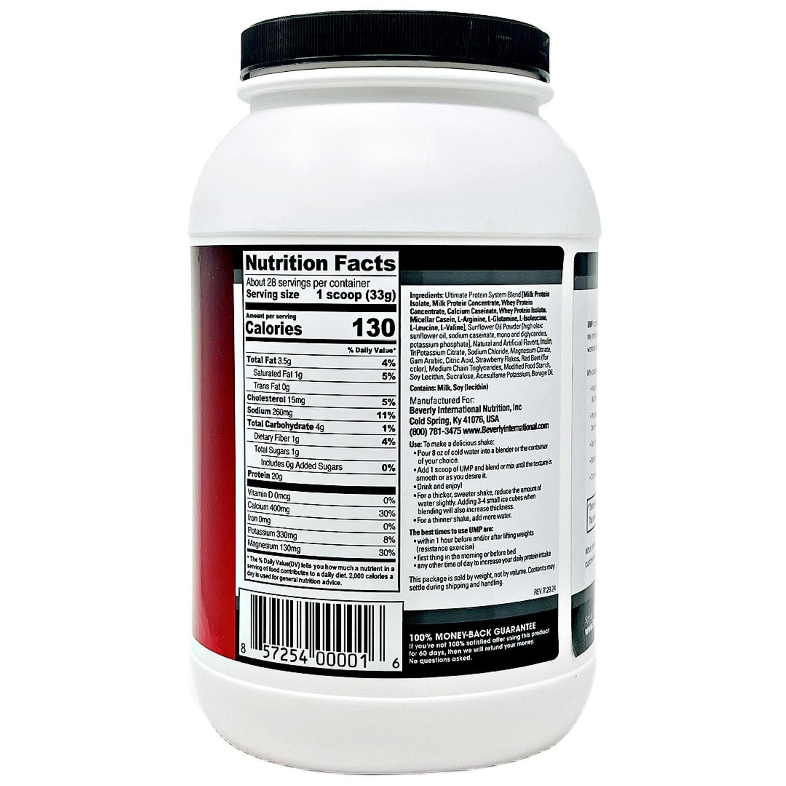 Beverly International UMP Protein Powder Strawberry. Unique Whey-Casein Ratio…