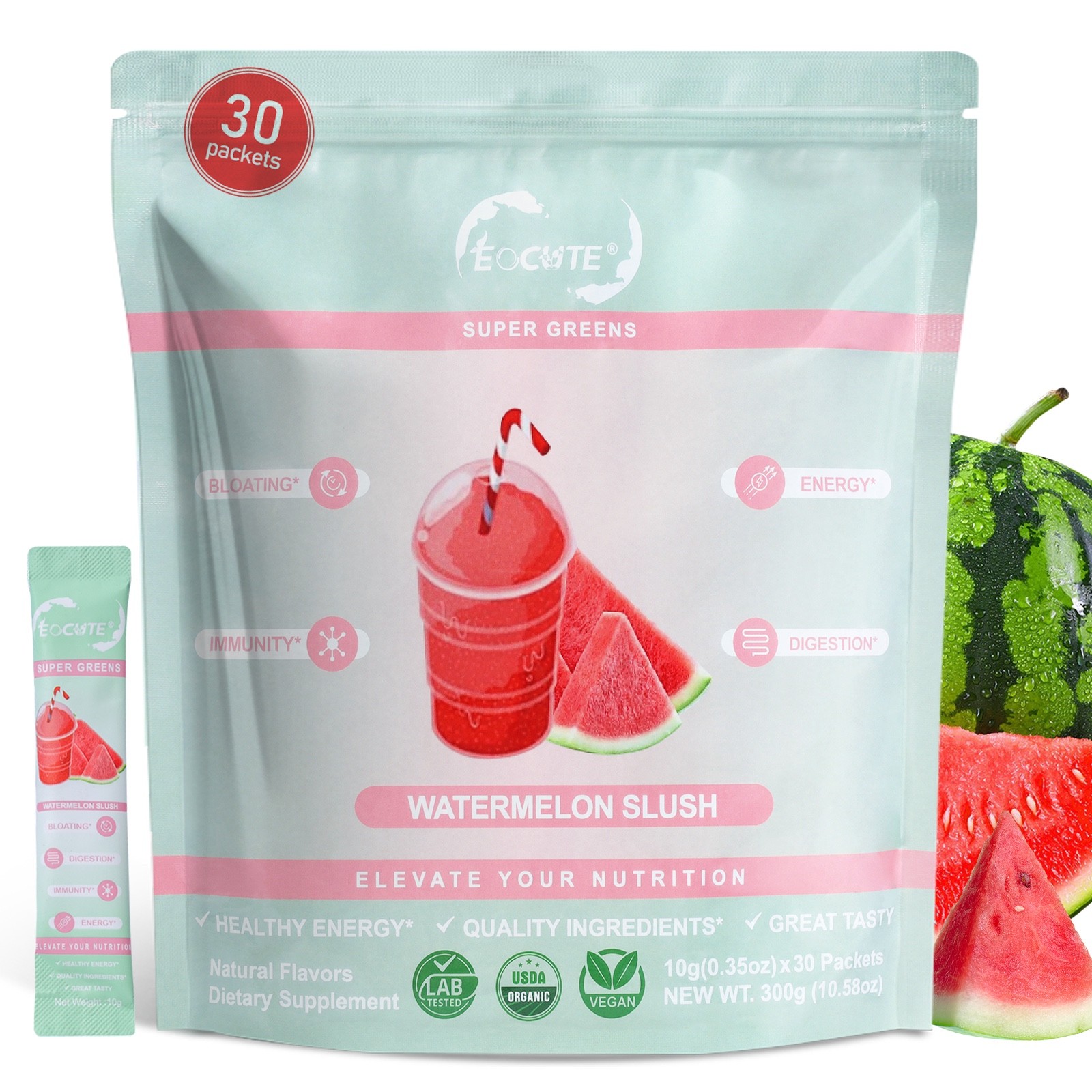 Super Greens Powder Reduce Bloat Digestive Health & More 3 flavors-30 packets US