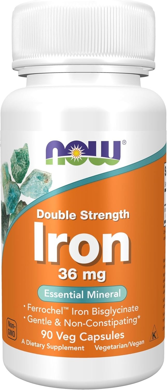 NOW FOODS Iron 36 mg Double Strength 90 Veg Capsules
