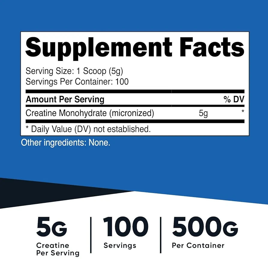 Nutricost Pure Creatine Monohydrate 500 Gram Powder