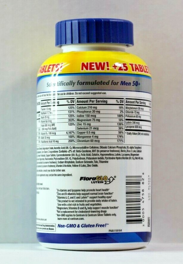 Centrum Silver Multivitamin Multimineral Supplement for MEN 50+, 275 Tablets