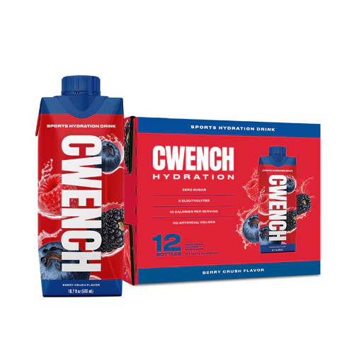 Cwench Hydration Sports Drink Berry Crush 12 Bottles 16.7oz each exp 08/2026
