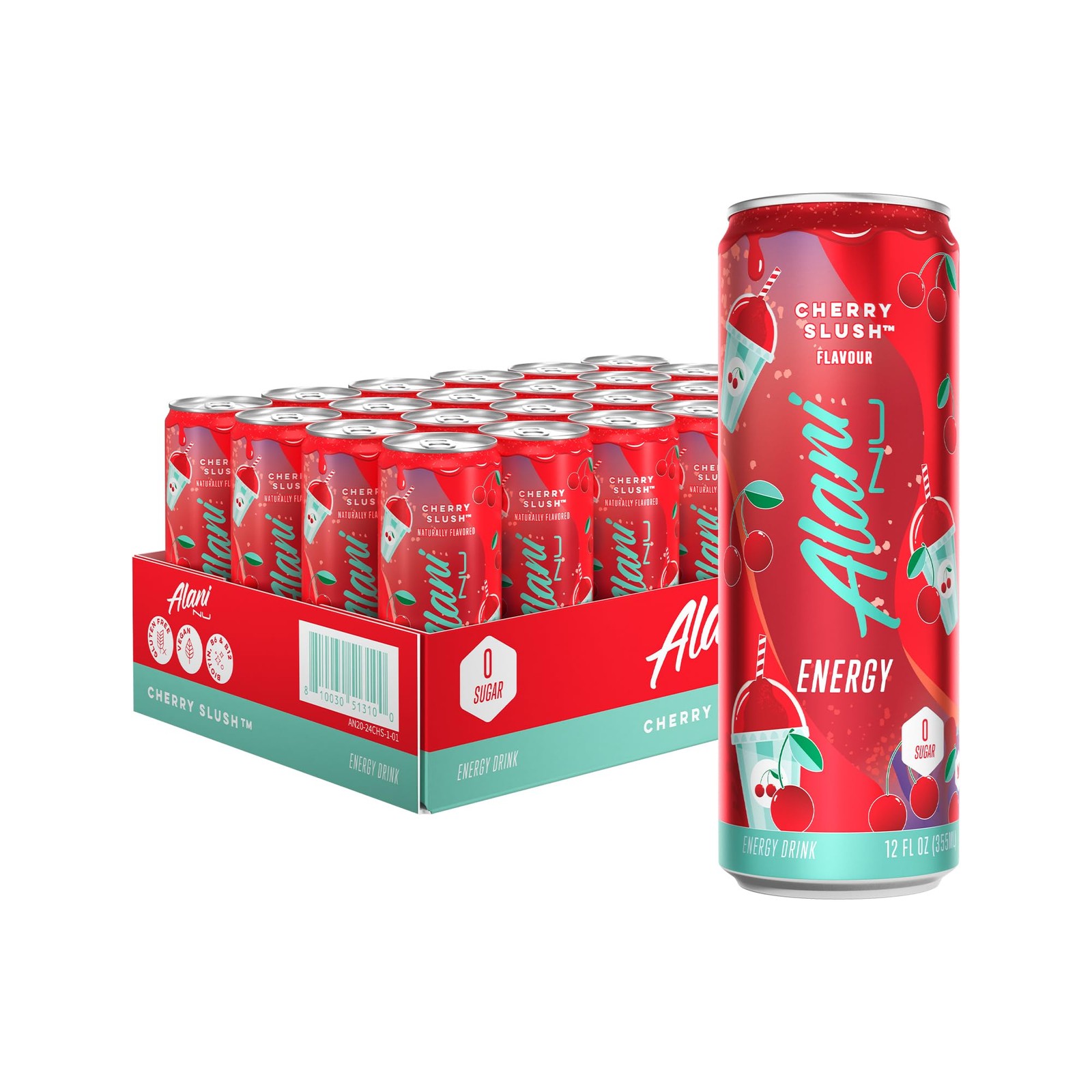 Alani Nu CHERRY SLUSH, Sugar Free, Low Calorie Energy Drinks, 200mg Caffeine,…