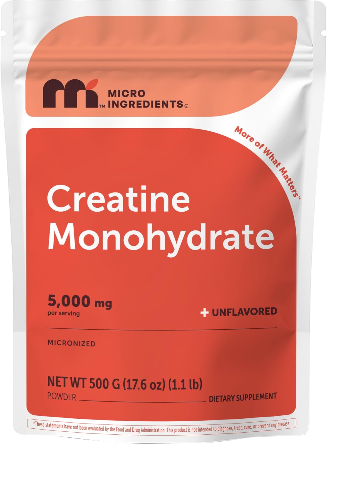 Micro Ingredients Creatine Monohydrate Powder 1.1 Pound (Pack of 1), White