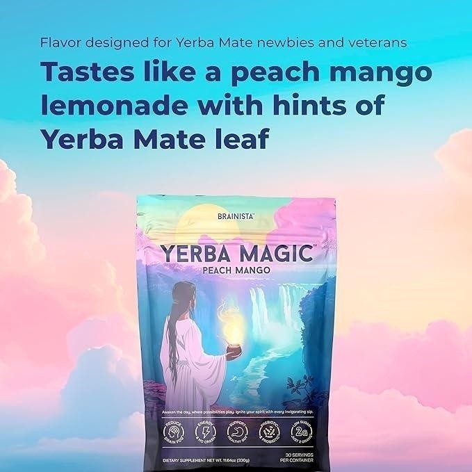 Yerma Magic Yerba Mate Peach Mango Powder 30 Servings Sealed Exp 2027 Drink Mix