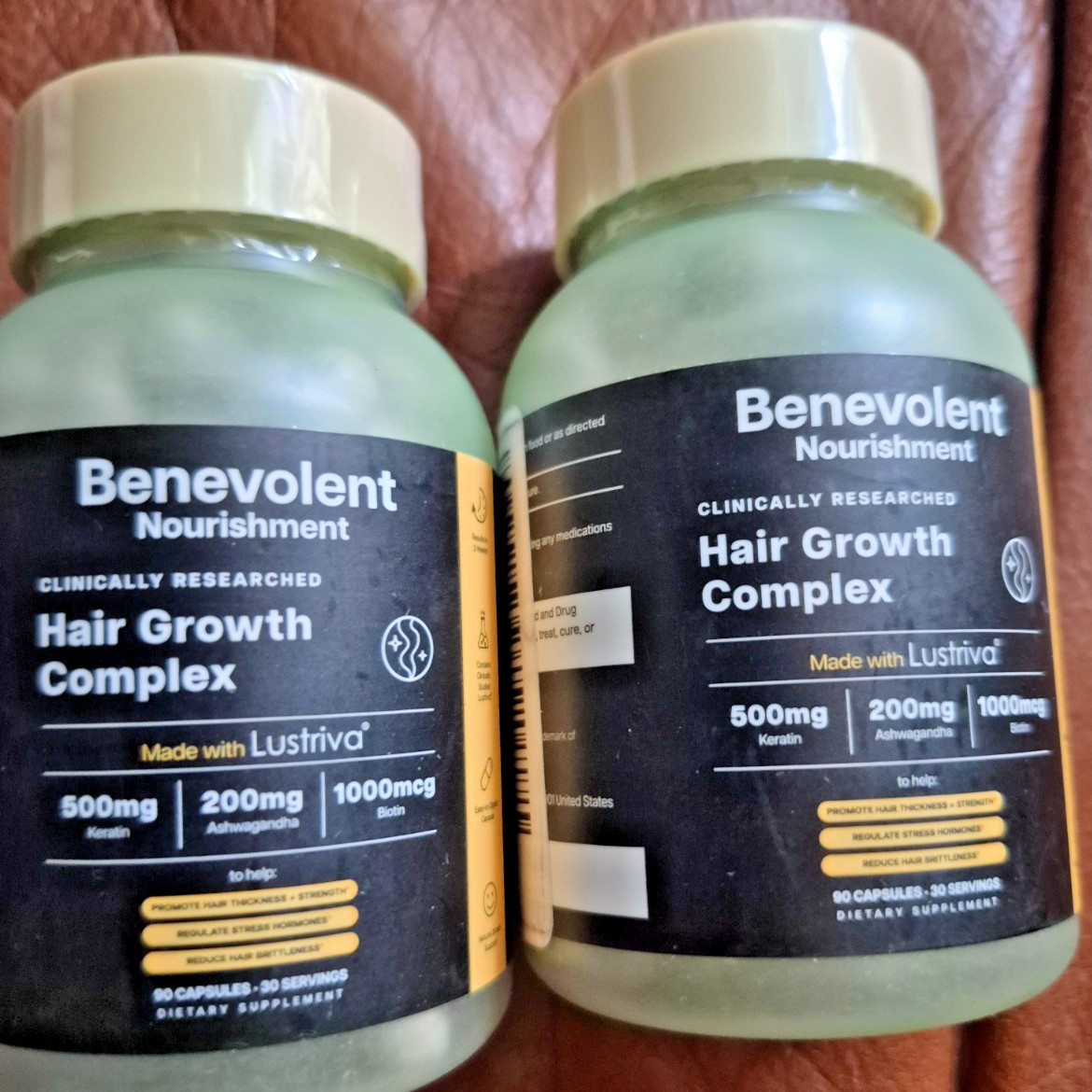 TWO BOTTLES Benevolent Hair Growth w/ Lustria Keratin & Biotin Thicker Hair