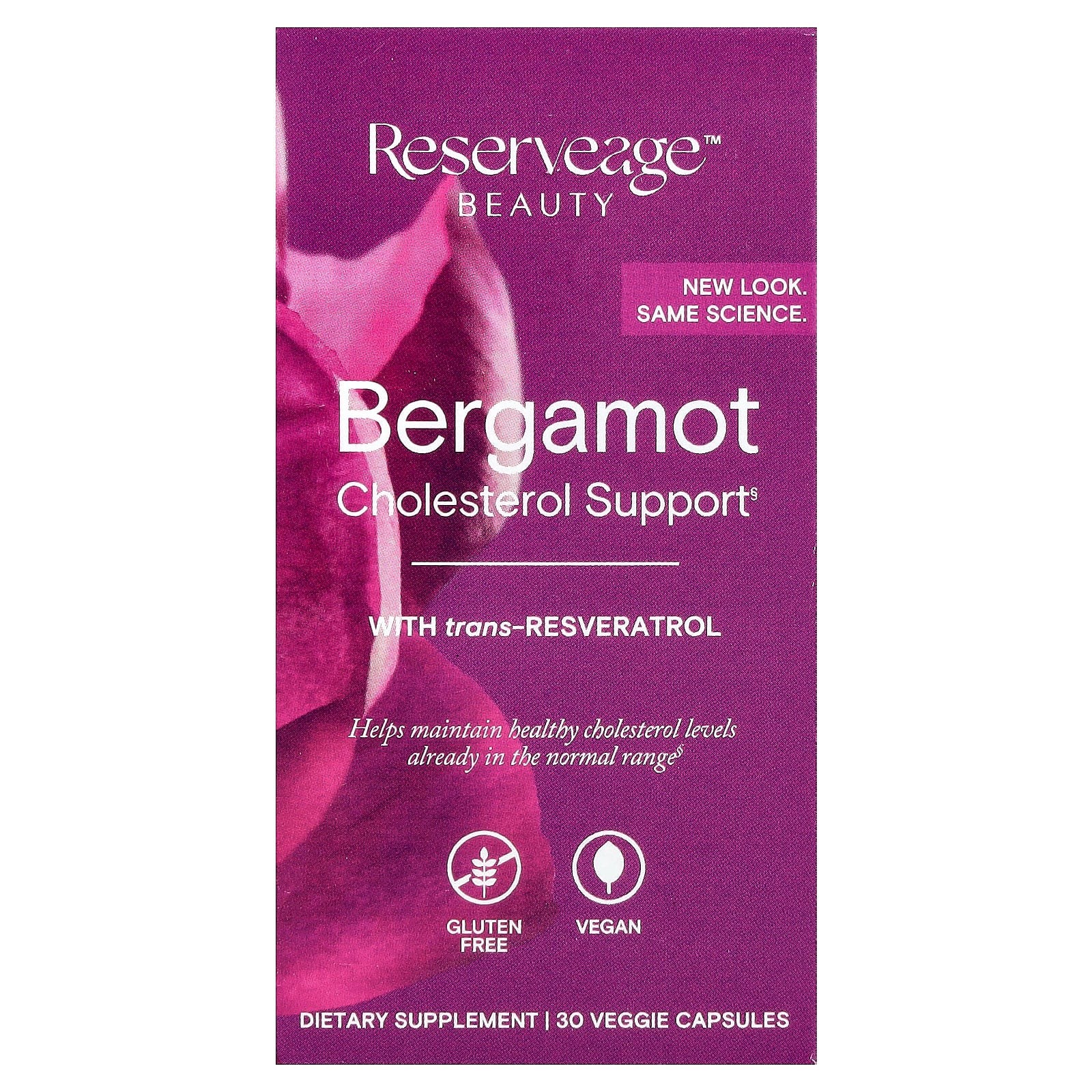 2 X Reserveage Beauty, Bergamot Cholesterol Support, 30 Veggie Capsules