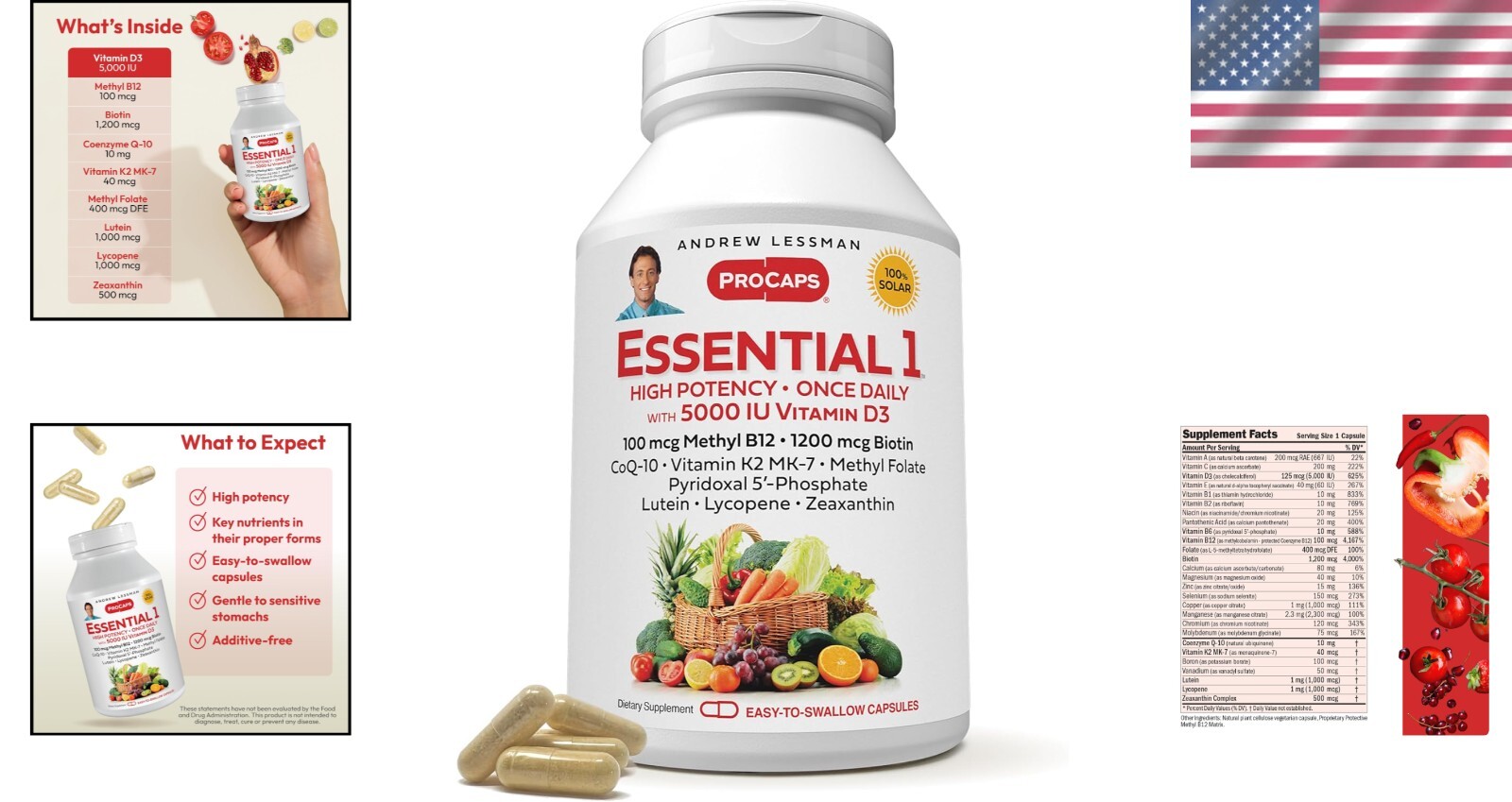Ultra-Mild Essential-1 Multivitamin with 100 mcg Methyl B12 & CoQ10 – 60 Caps
