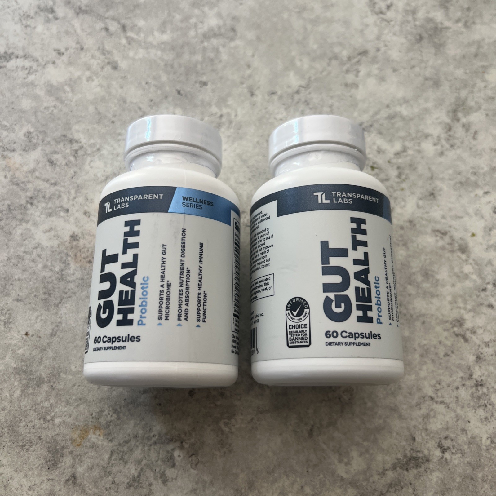 2X Transparent Labs Gut Health Probiotic 100 Billion CFU 60 Exp 03/2028