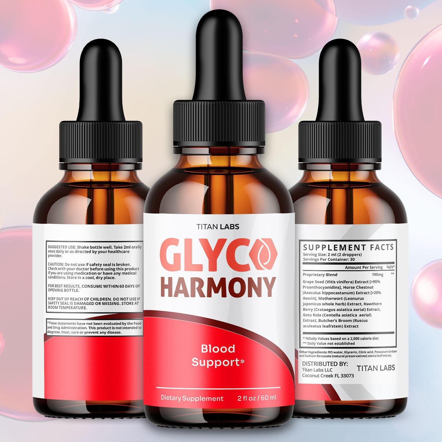 (2 Pack) Glyco Harmony Blood Support Drops Vitamin Supplement 60 Servings