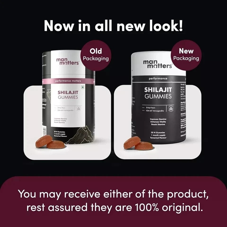 Man Matters Pure Himalayan Shilajit/Shilajeet Gummies with KSM 66 Ashwagandha