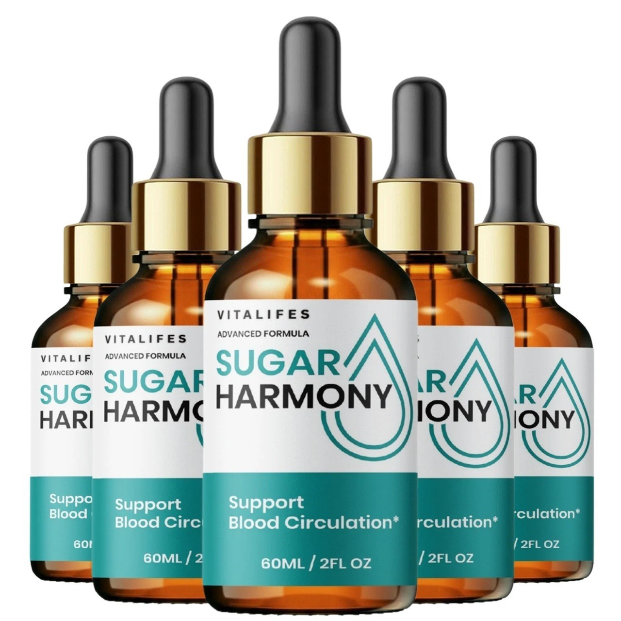 (5 Pack) Sugar Harmony Drops,Advanced Blood Health Support Formula Droppers 60ml