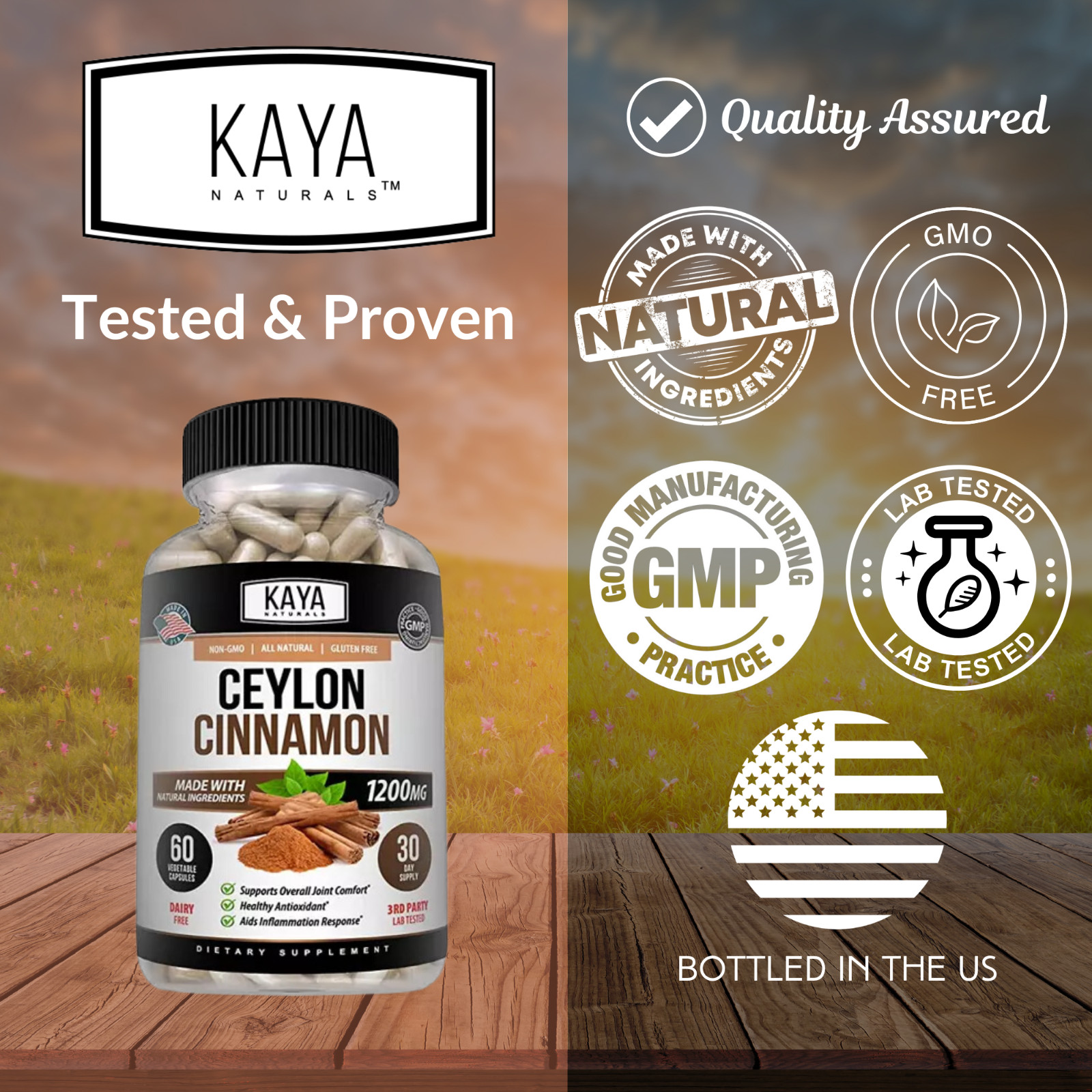 True Organic Ceylon Cinnamon Capsules 1200mg Highest Potency Blood Sugar Support