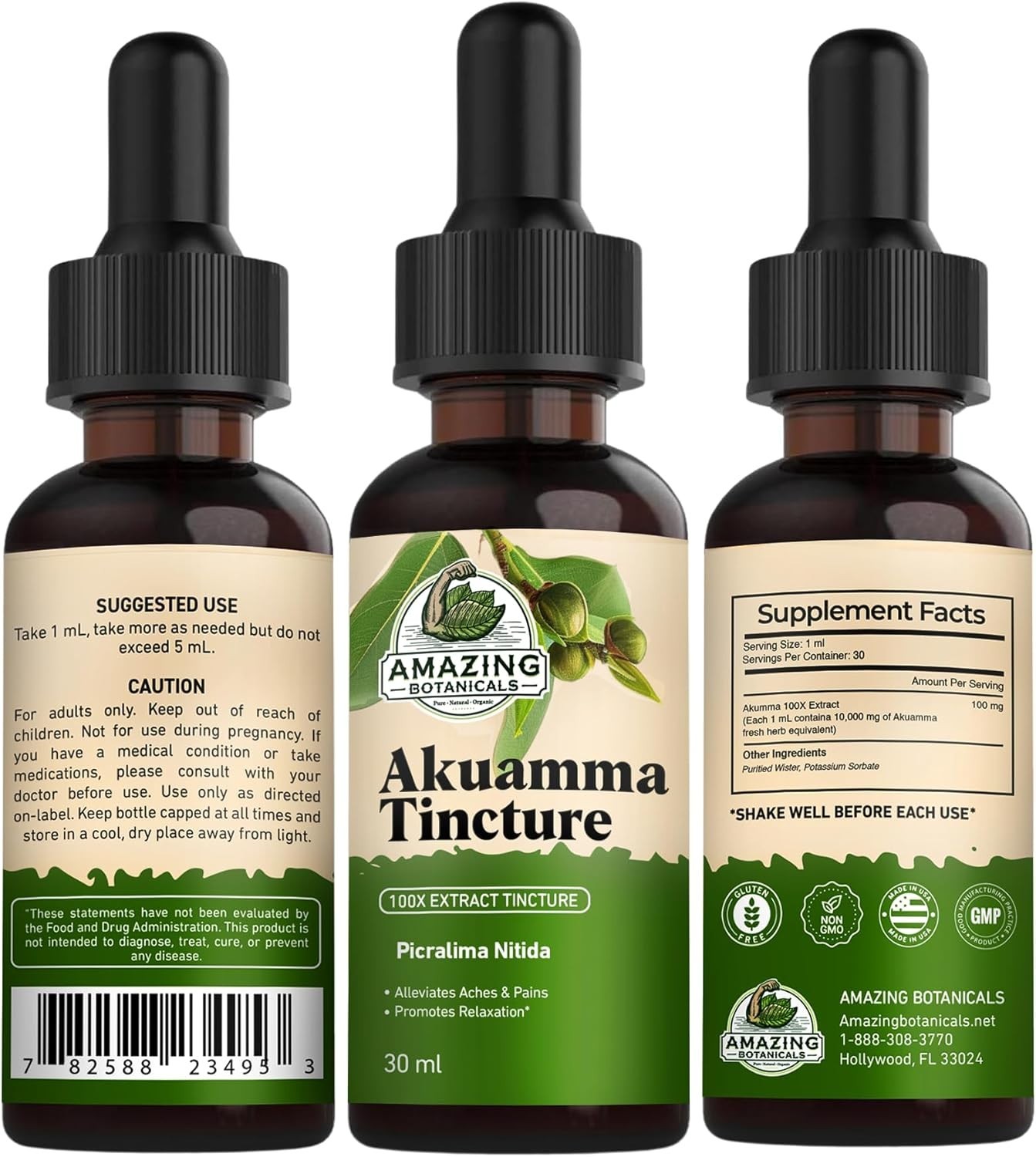 Akuamma 100X Extract Tincture 300000mg Amazing Botanicals 1oz High Potency
