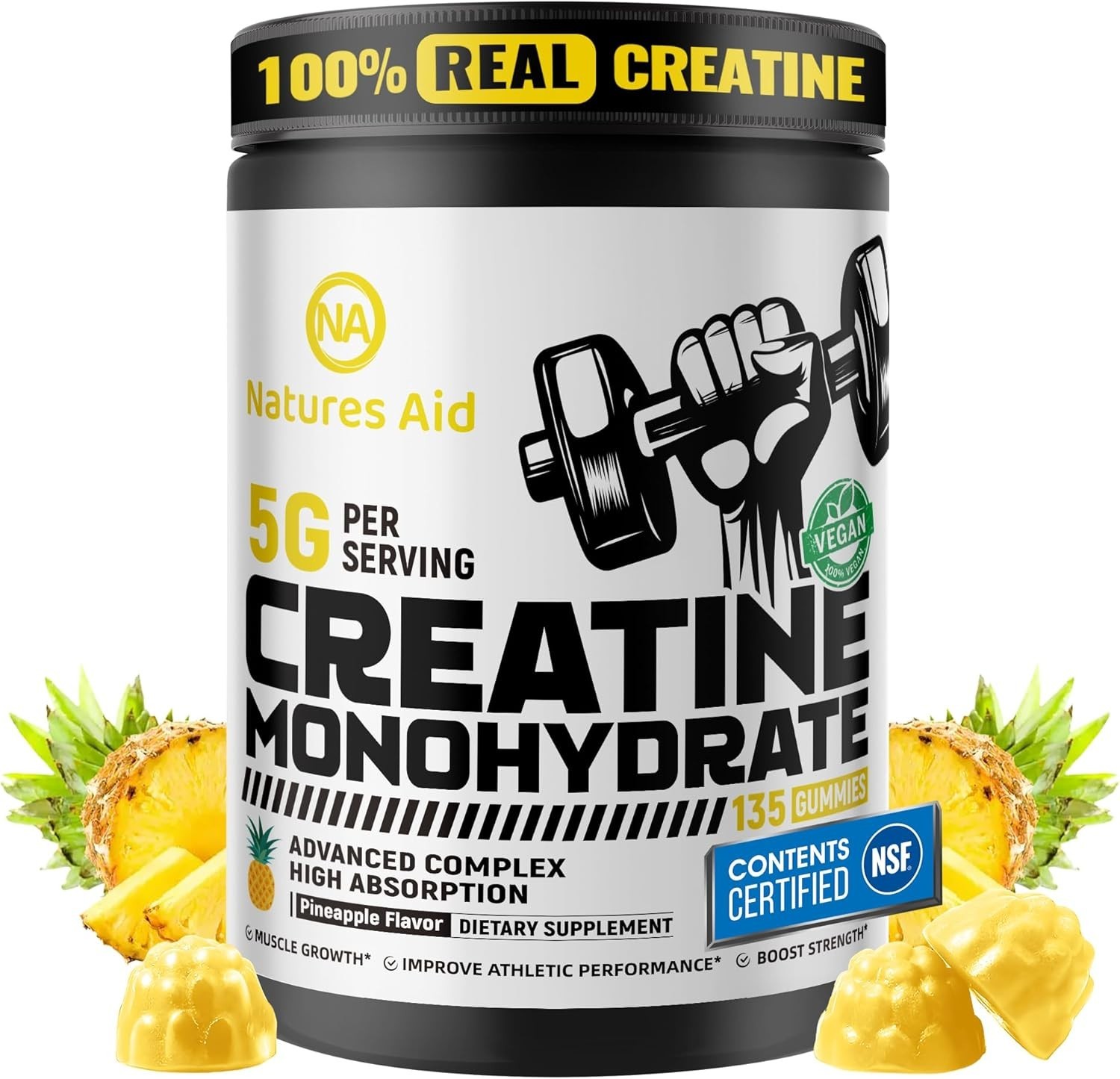 Certified Creatine Gummy 5g – Creatine Monohydrate Gummies – Pre-Workout Energy
