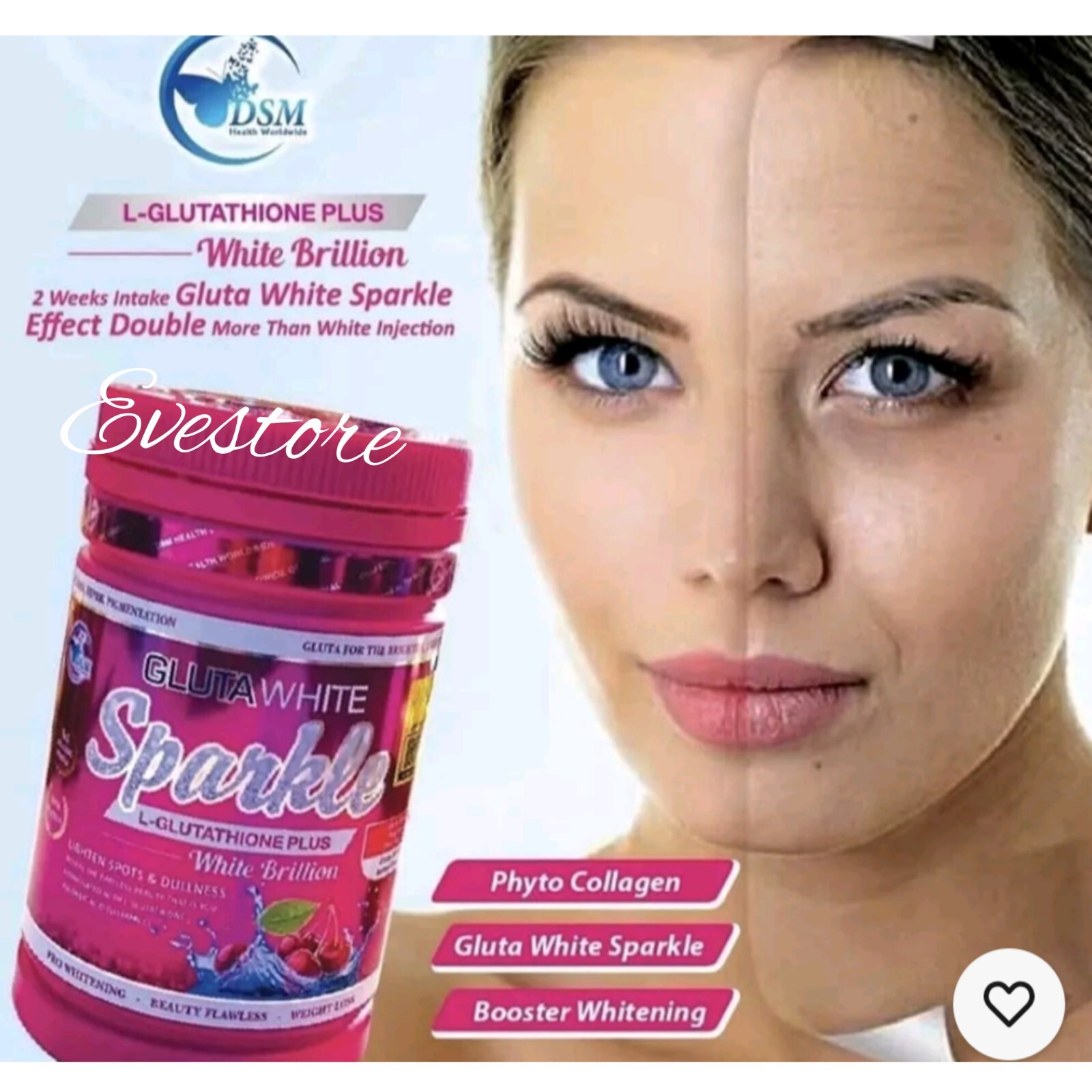 PHYTO Gluta White Glitter L-Glutathione Plus Skin Whitening Shipping from USA