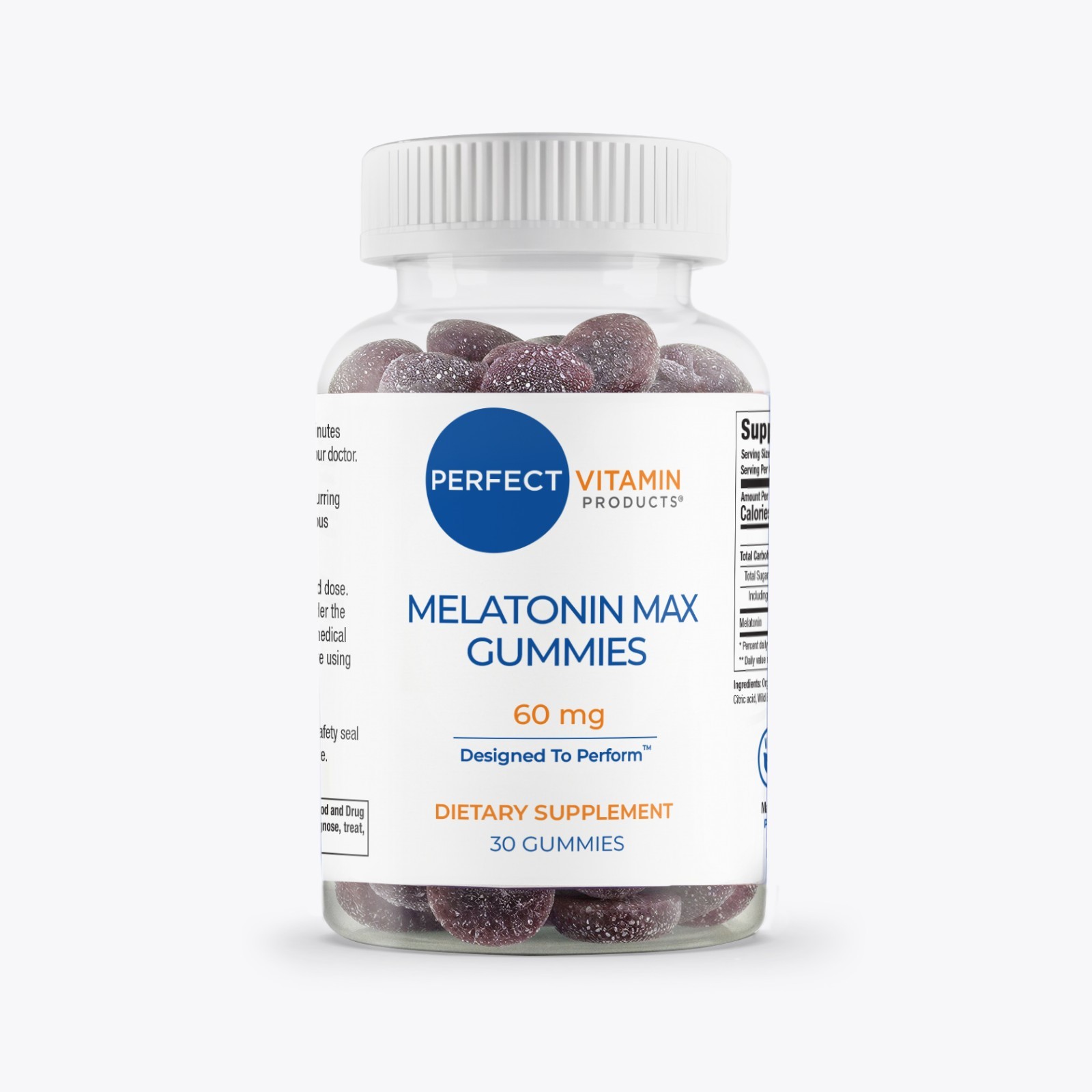 Perfect Vitamin- 60mg Melatonin Max Gummies, Berry | High-Dose | Extra-Strength