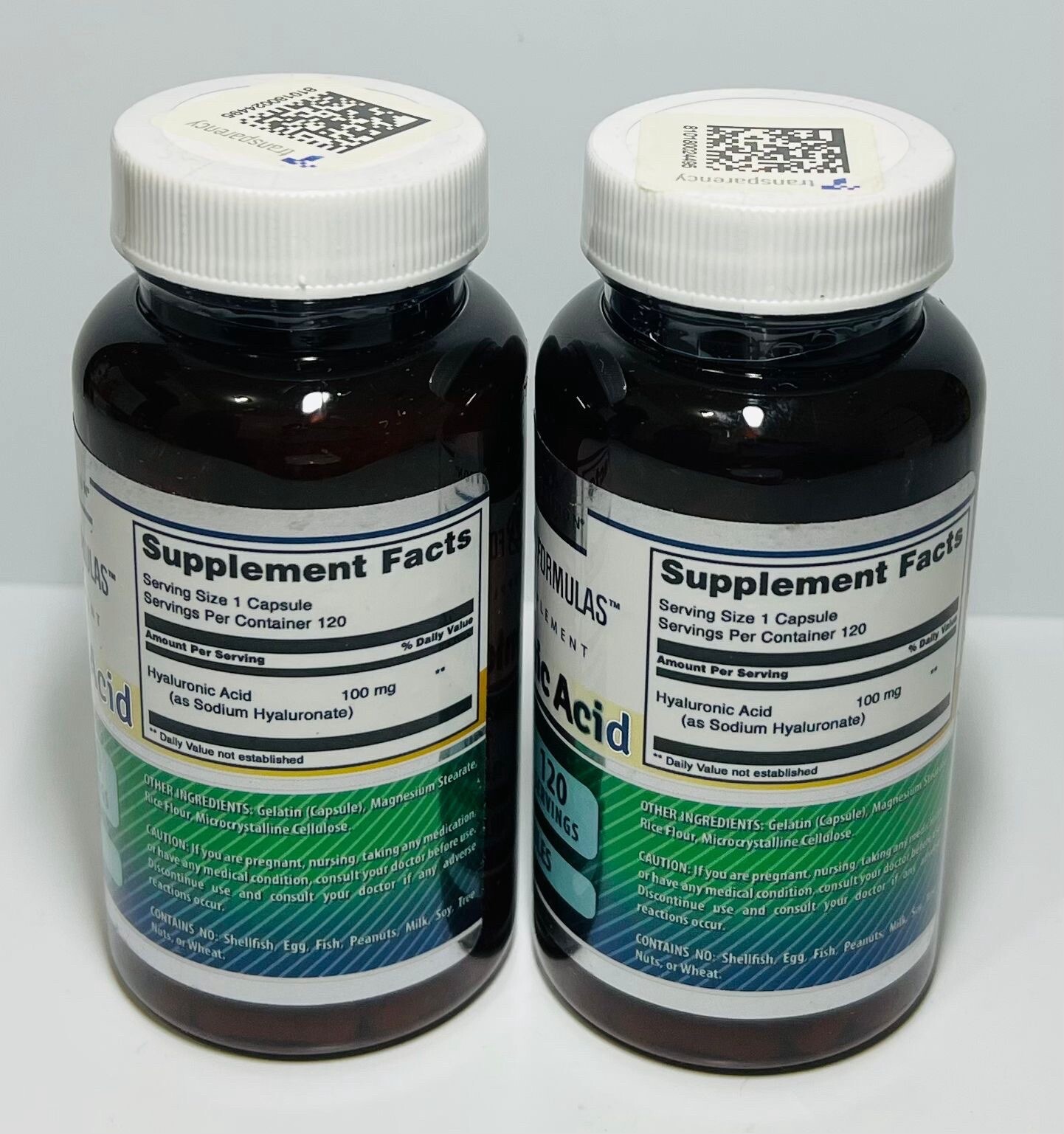 Amazing Formulas Hyaluronic Acid 100 mg Dietary Supplement 120 Count✅Duo Pack