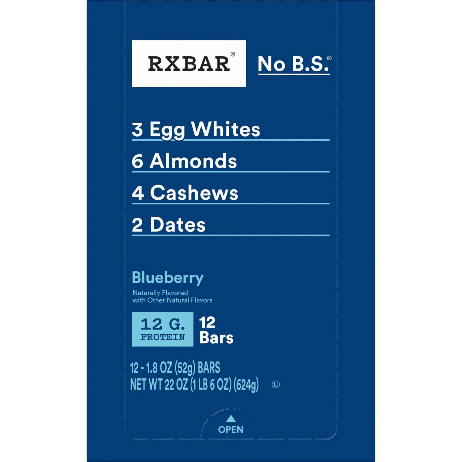 RXBAR Protein Bars, Protein Snack, Snack Bars, Blueberry, 22Oz Box 12 Bars