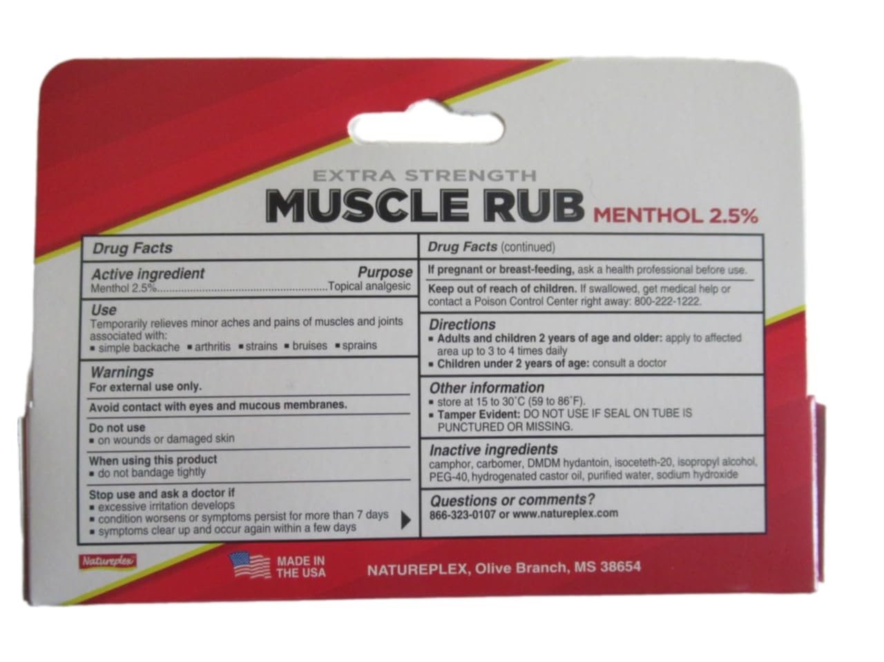 Muscle Rub Gel, ExtraStrength, 2.5% Menthol, 1.5 oz, Fast Pain Relief