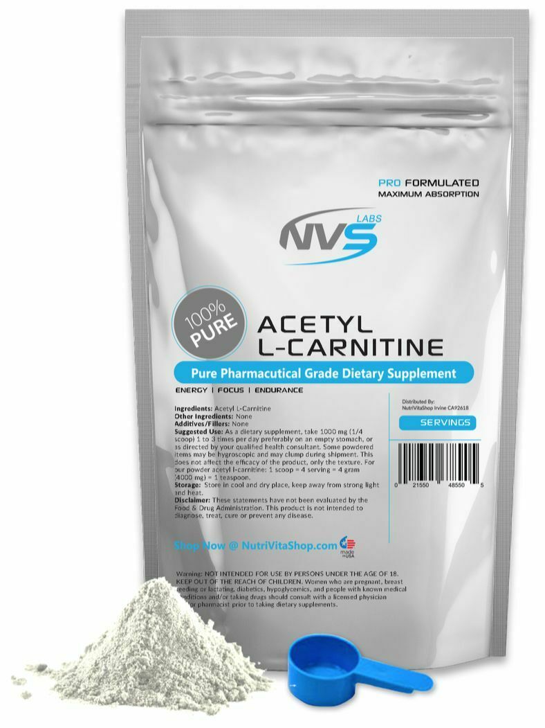 NVS PURE 100% PURE ACETYL L-CARNITINE (ALCAR) POWDER NONGMO USP GRADE USA