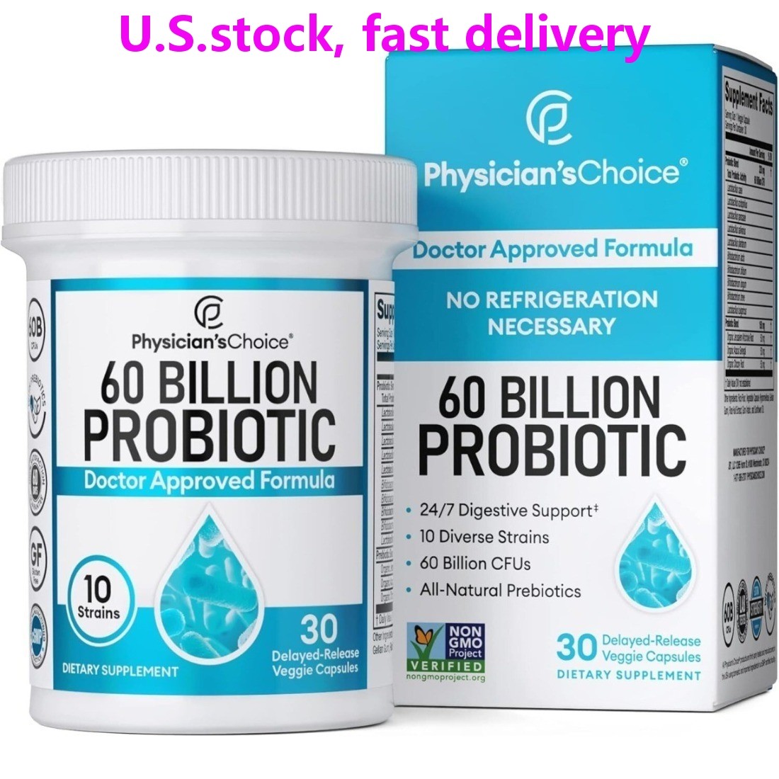 Physician’s Choice Probiotics 60 Billion CFU10 Strains + Organic Prebiotics NEW