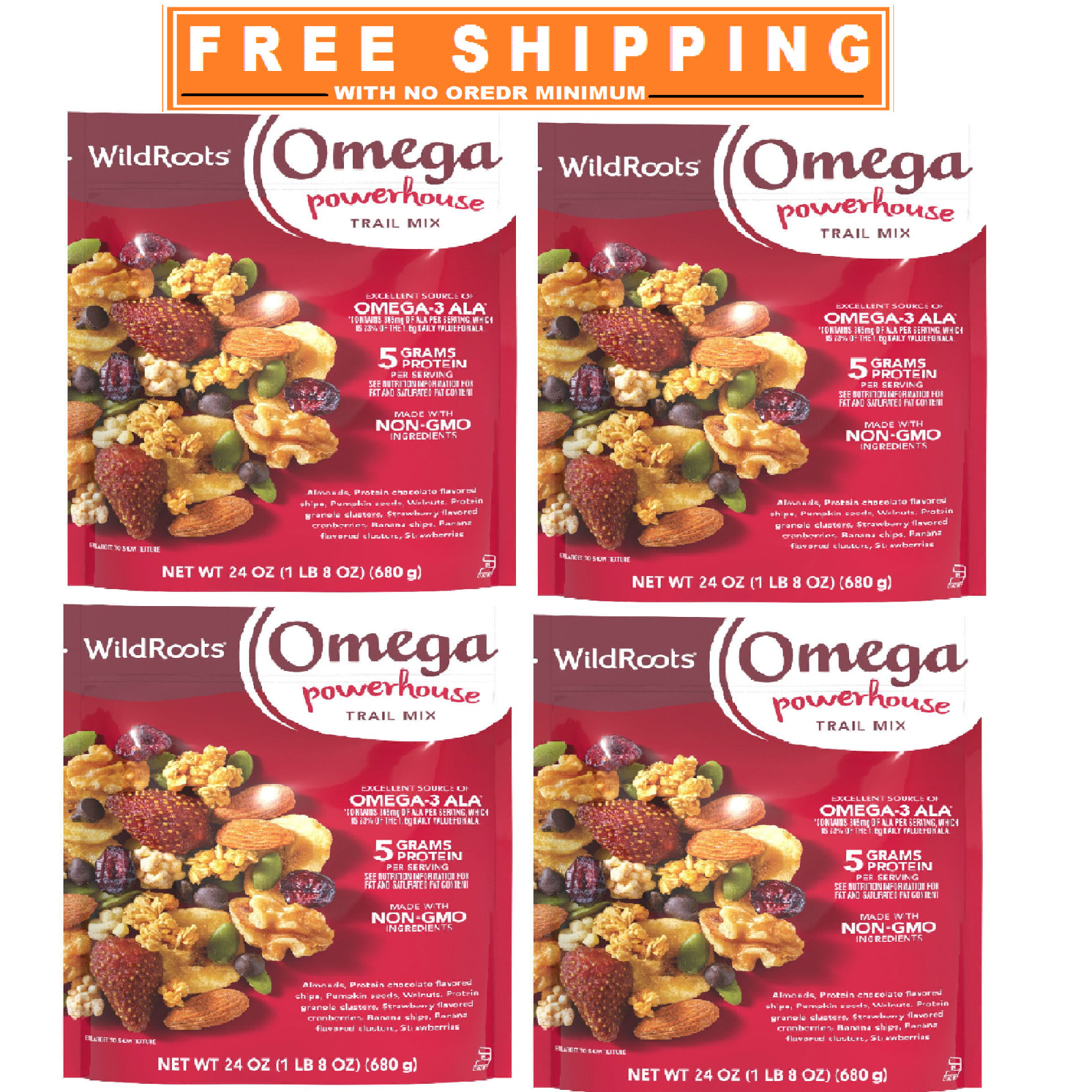 4 Pack – WildRoots Omega Powerhouse Trail Mix, 24 oz.