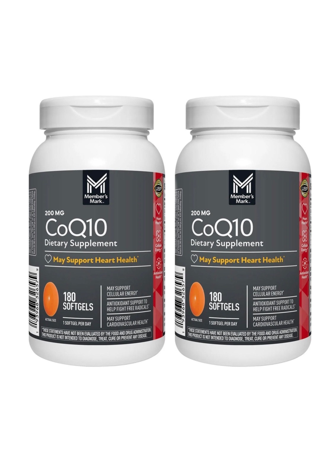 (2-Pack) CoQ10 Softgels 200 mg, 180 count — Supports Heart Health