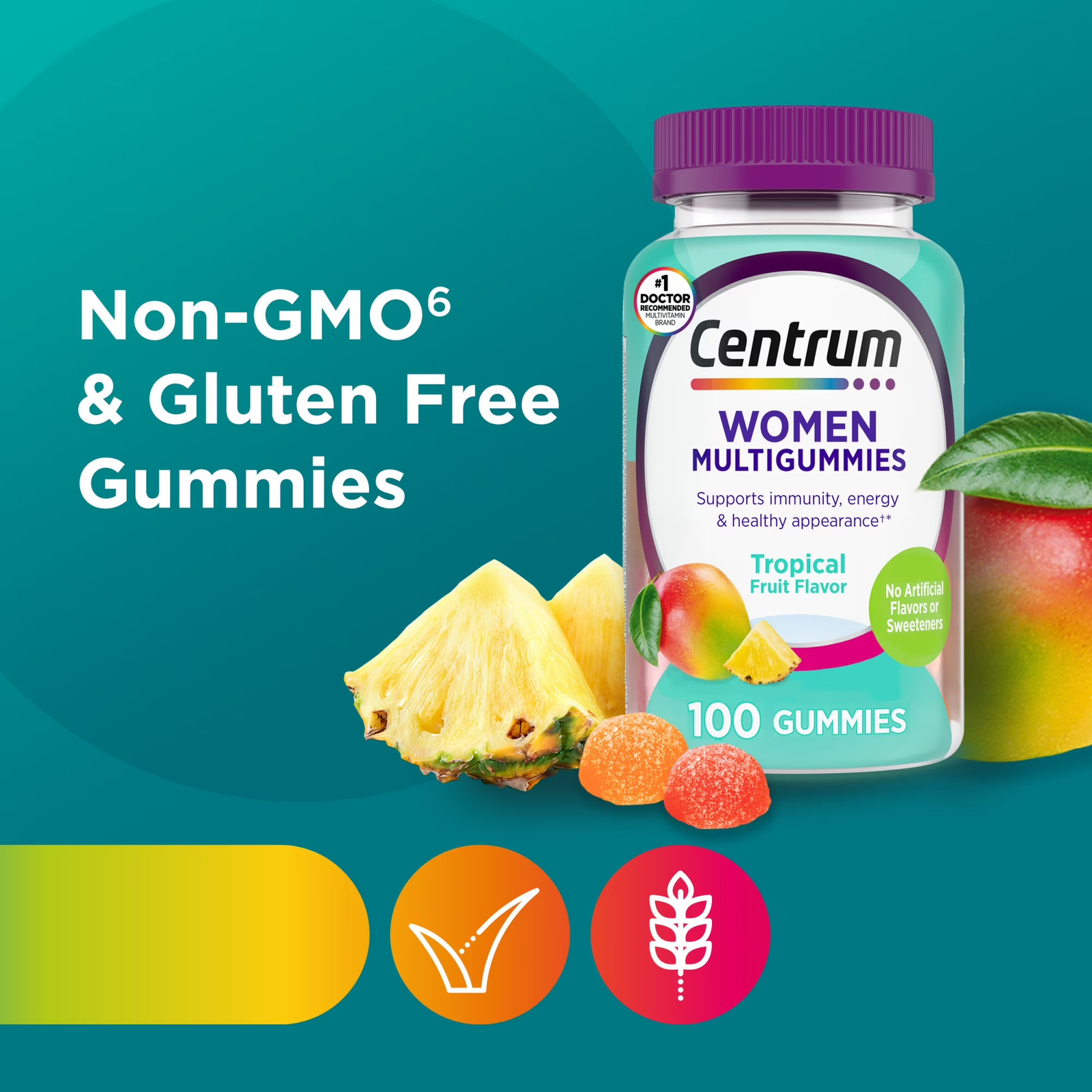 Centrum Women’s Multivitamin Gummies, Immune, Energy, Healthy Appearance Support