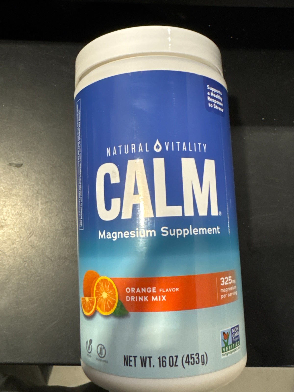 Natural Vitality Calm, Magnesium Citrate Supplement Powder, Orange 16oz, 08/2027