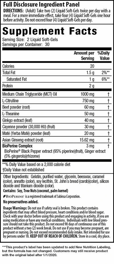 Irwin Naturals Nitric Oxide Pre-Sport – 60 Liquid Softgels – Pack of 2