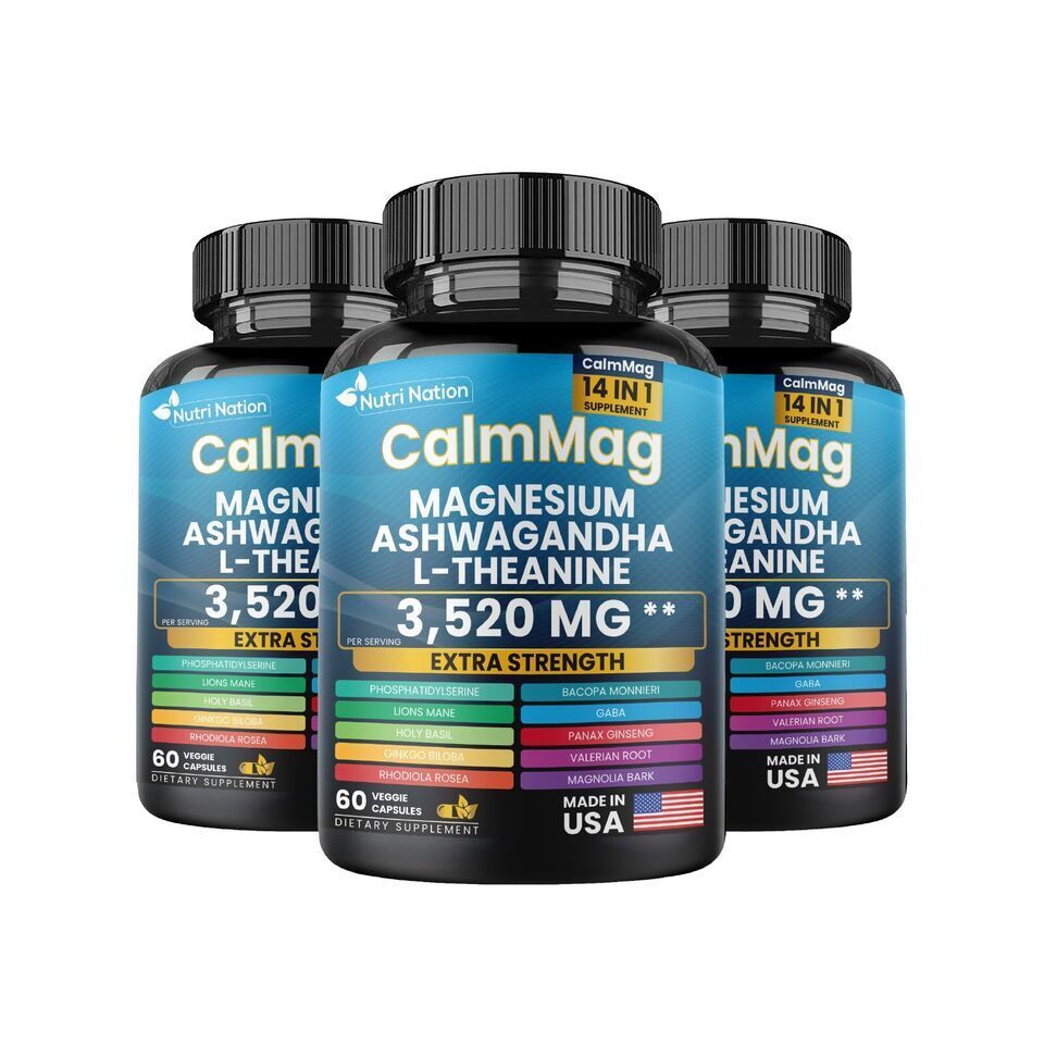 Cortisol Supplement Magnesium Glycinate 250mg Ashwagandha 150mg (3 Bottles Sa…